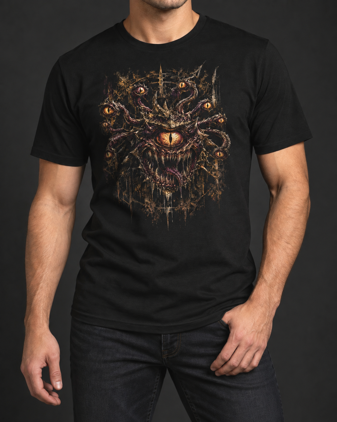 Remera negra con el diseño Ojo Abisal