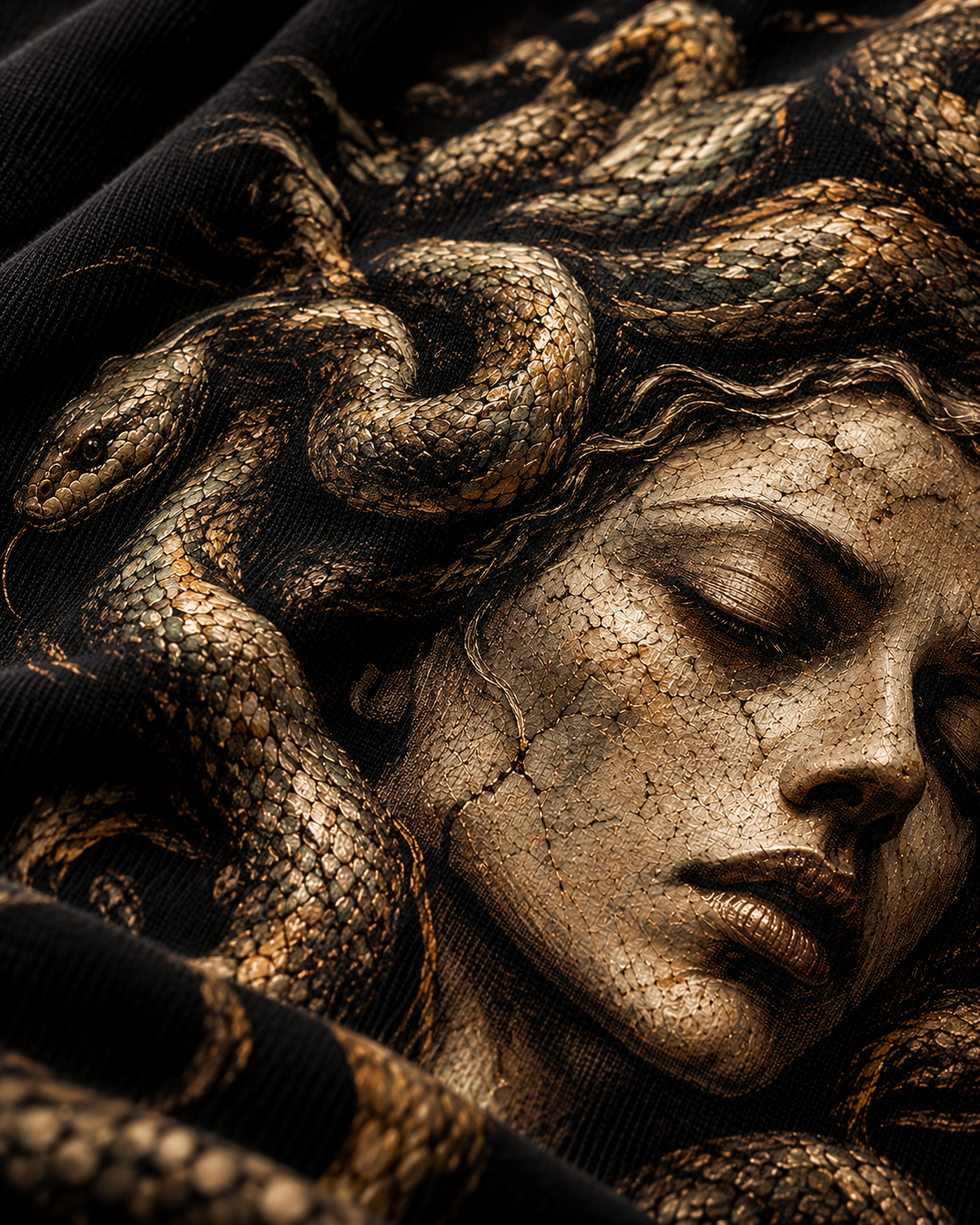 Detalle de medusa y serpientes